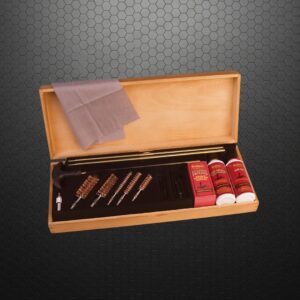 complete cleaning kit in a wooden box
